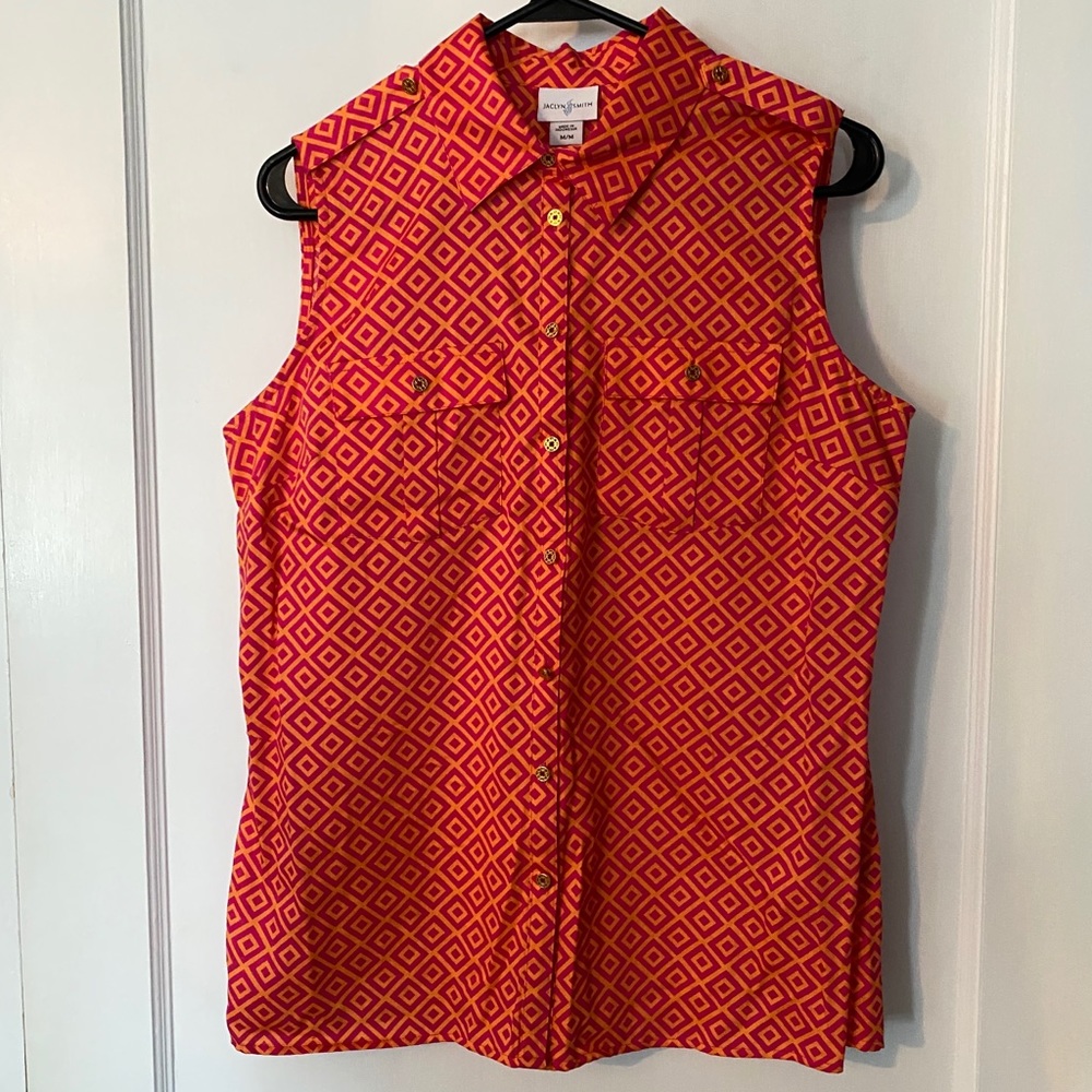 Jaclyn Smith NWT Pink/Orange Print Button Up